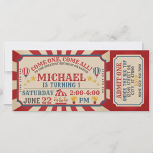 Billet Carnaval Cirque Invitation Anniversaire