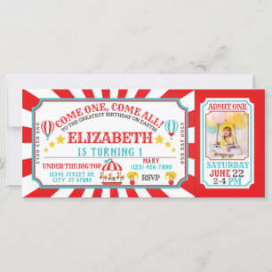 Billet Carnaval Cirque Invitation Anniversaire