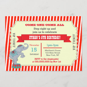 Billet Carnaval Cirque Invitations de fête d'anniv