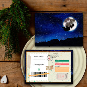 Billet Coupon Cadeau Noël Nuit Ciel Père Noël
