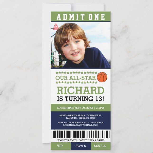 Billet d'anniversaire Basketball Invitations (Devant)