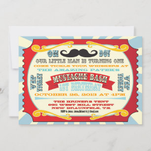 Billet d'anniversaire Mustache Bash Invitation