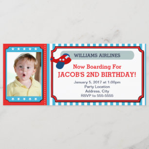 Billet d'avion Anniversaire Carte photo d'invitati