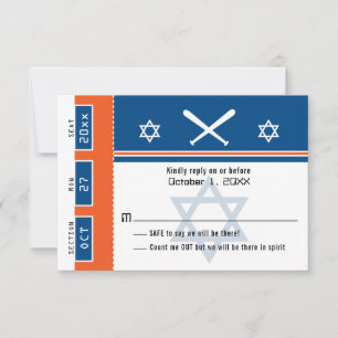 Billet de base-ball Blue Orange Bar Mitzvah RSVP