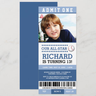 Billet de base-ball de garçon bleu Invitations d'a