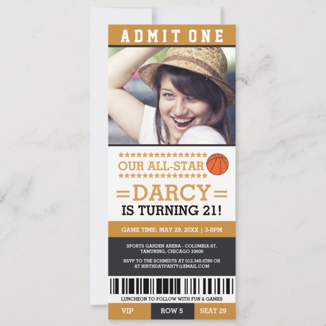 Billet de basket-ball Invitations d'anniversaire (Devant)