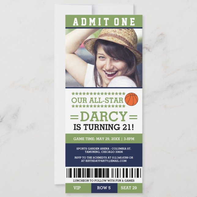 Billet de basket-ball Invitations d'anniversaire (Devant)