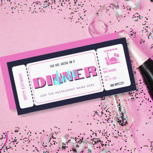 Billet de bon pour dîner rose violet