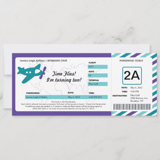 Billet de carte d'embarquement d'anniversaire (Devant)