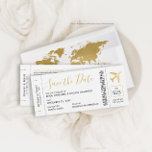 Billet de carte d'embarquement Enregistrer la date<br><div class="desc">Carte d'embarquement Sauvegardez la date Carte de billets d'avion avec un design moderne minimaliste élégant avec un faux avion en feuille d'or avec un centre coeur, en noir et or, mais tous les textes, lignes et couleurs arrière - plans sont modifiables afin que vous puissiez créer votre propre design en...</div>