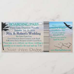 Billet de carte d'embarquement mariage Enregistrer