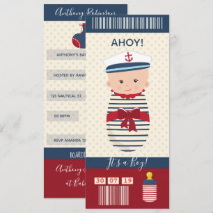 Billet de carte d'embarquement nautique Baby showe
