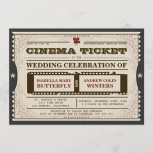 Billet de cinéma - faire-part de mariage sur le