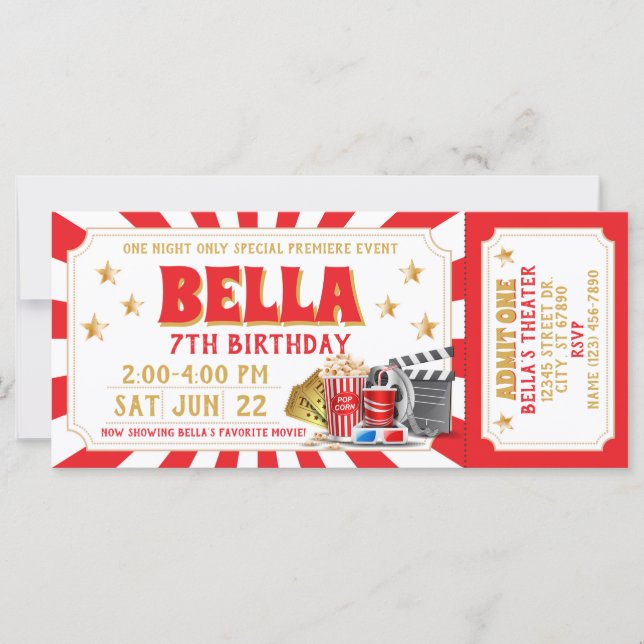 Billet de cinéma Invitation d'anniversaire (Devant)