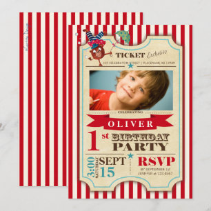 Billet de cirque 1er anniversaire   Invitation à l