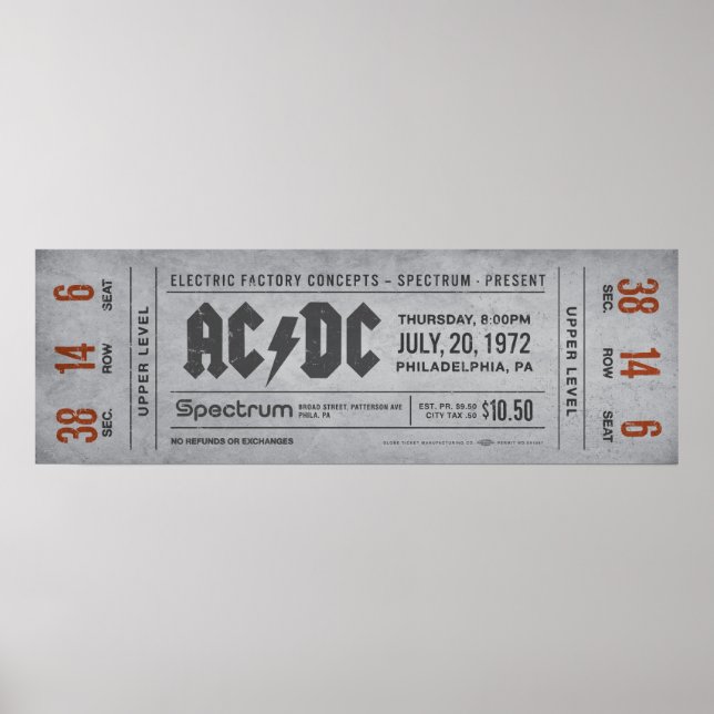 Billet de concert AC/DC – Impression d'art mural v (Devant)