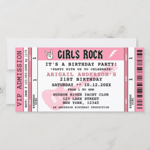 BILLET DE CONCERT POUR LES FILLES ROCK INVITATION