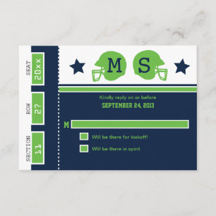 Billet de football bleu et vert citron RSVP