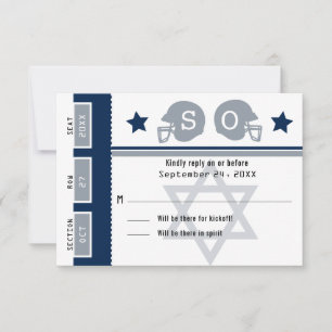 Billet de football RSVP Navy Blue Grey Bar Mitzvah