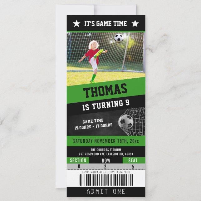 Billet de football Sports Anniversaire Invitation (Devant)