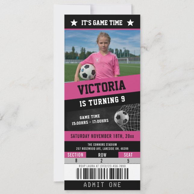 Billet de football Sports Anniversaire Invitation  (Devant)