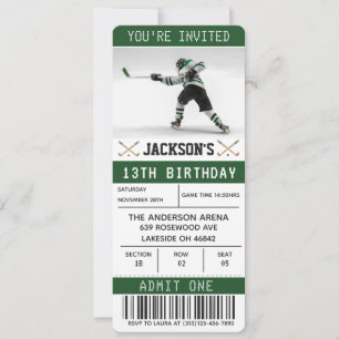 Billet de hockey Anniversaire Invitation Modèle