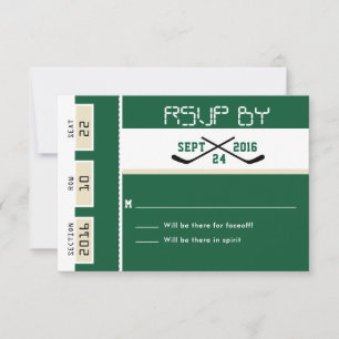 Billet de hockey vert forêt RSVP de mariage