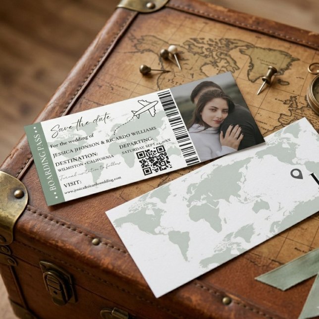 Billet de mariage carte d'embarquement Sage enregi (Créateur téléchargé)