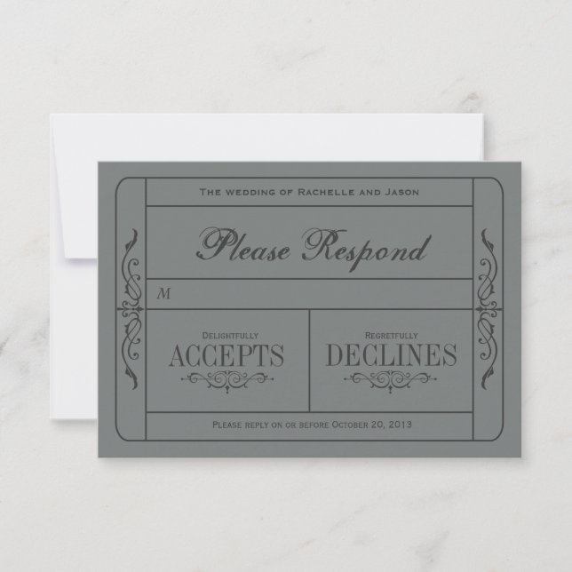 Billet de mariage vintage RSVP (Devant)