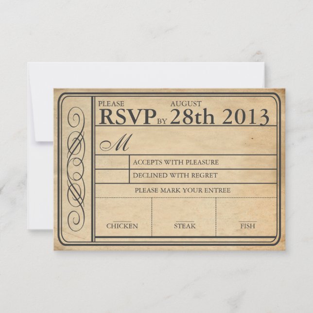 Billet de mariage vintage RSVP II Punchout (Devant)
