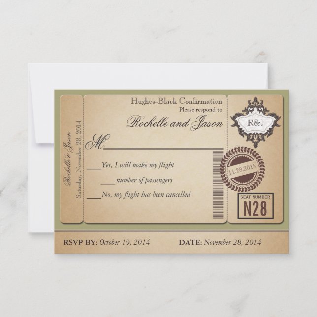 Billet de passeport vintage RSVP (Devant)