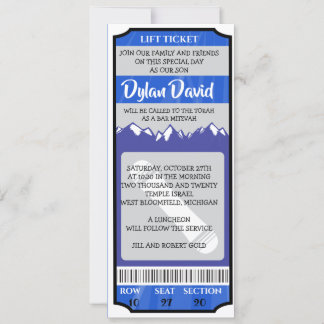 BILLET DE PLANCHE À NEIGE Invitation Bar Mitzvah