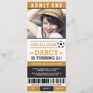 Billet de soccer jaune et noir Invitations d'anniv
