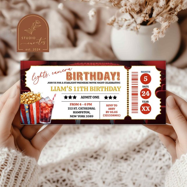 Billet de soirée cinéma pour anniversaire (Créateur téléchargé)