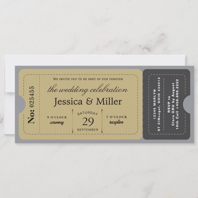 Billet de style carte d'embarquement rustique pour (Devant)