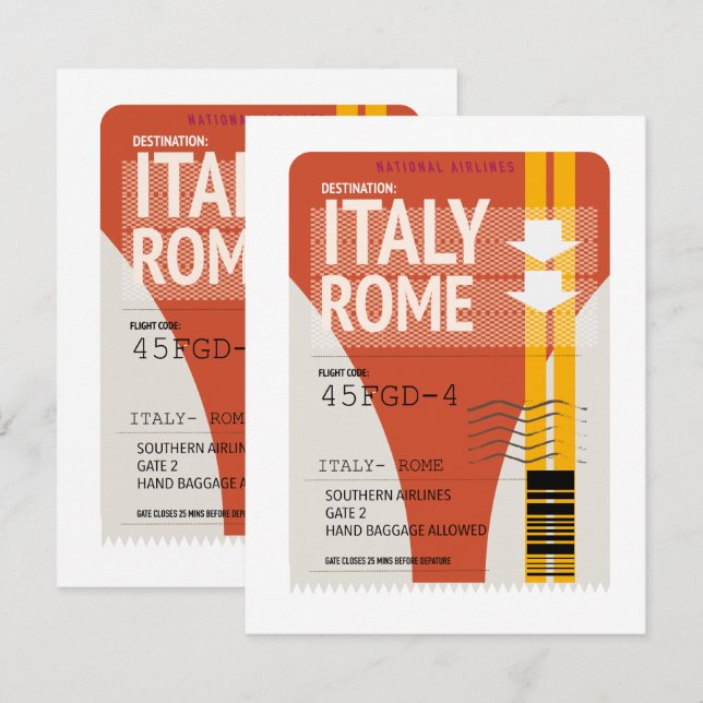 billet de vacances Italie Rome (Devant / Derrière)