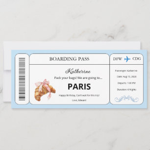 Billet de voucher personnalisé, carte d'embarqueme