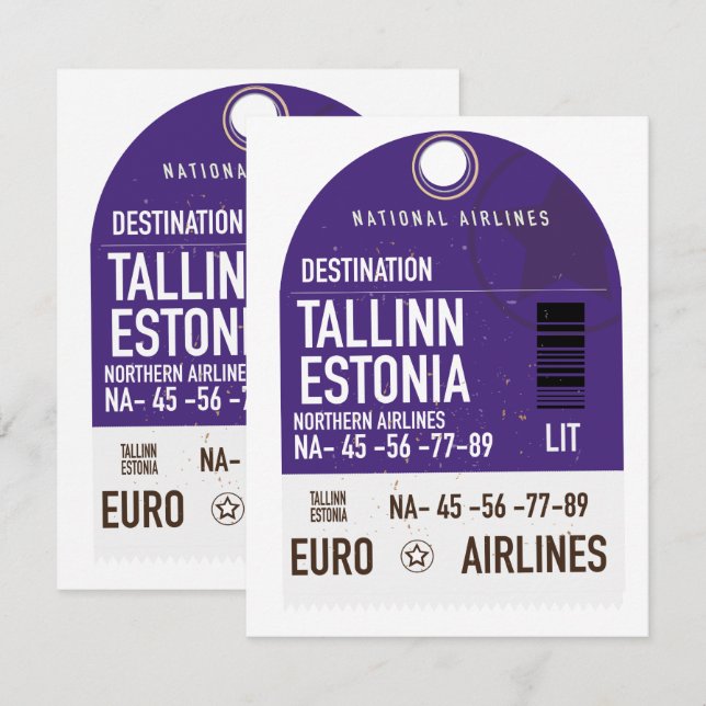 Billet de voyage à Tallinn Estonie (Devant / Derrière)