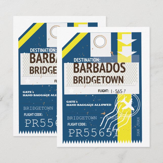 Billet de voyage pour Bridgetown Barbade (Devant / Derrière)