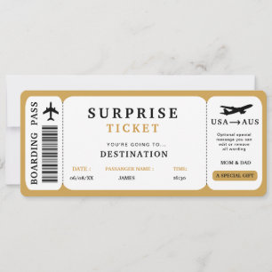 Billet de voyage surprise Billet d'avion Carte d'e