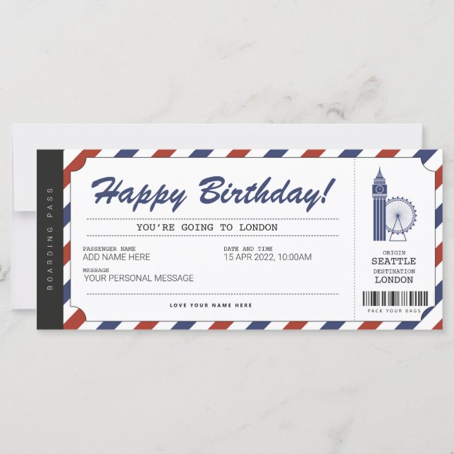 Billet de voyage Surprise London Trip Boarding Pas (Devant)