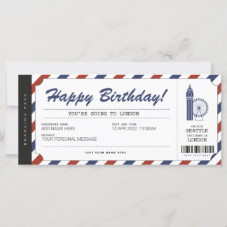 Billet de voyage Surprise London Trip Boarding Pas