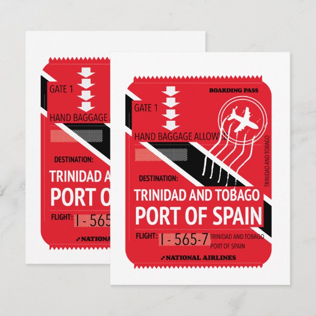 billet de voyage trinidad et tobago port d'espagne (Devant / Derrière)