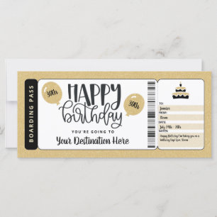 Billet d'embarquement Bon de voyage Cadeau d'anniv