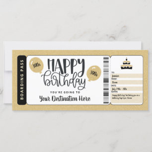 Billet d'embarquement Bon de voyage Cadeau d'anniv