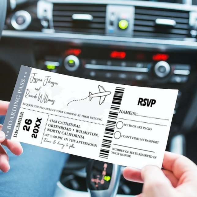 Billet d'embarquement Dusty blue Faire-part de mar (Créateur téléchargé)