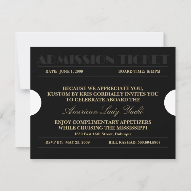 Billet d'entrée 4.25x5.5 Invitations (Devant)