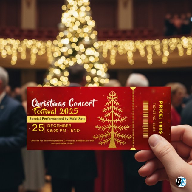 Billet d'entrée au concert de Noël rouge jaune (Créateur téléchargé)