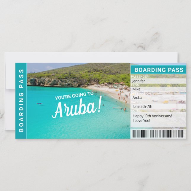 Billet d'entrée pour vacances Aruba (Devant)