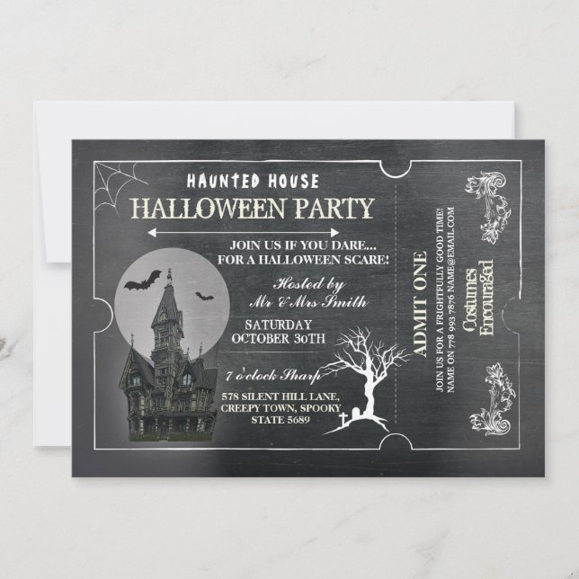Billet d'horreur Invitation de la fête d'Halloween (Devant)